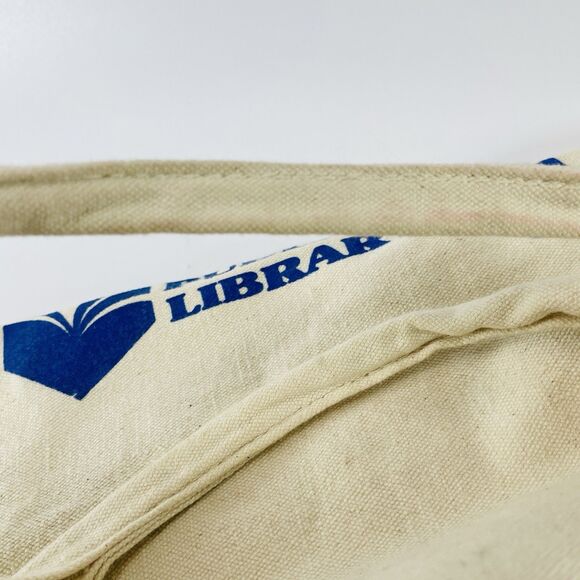 Omaha Public Library Reading Vintage Canvas Tote Bag Duffle Zipper Top 20x14 - Picture 10 of 12